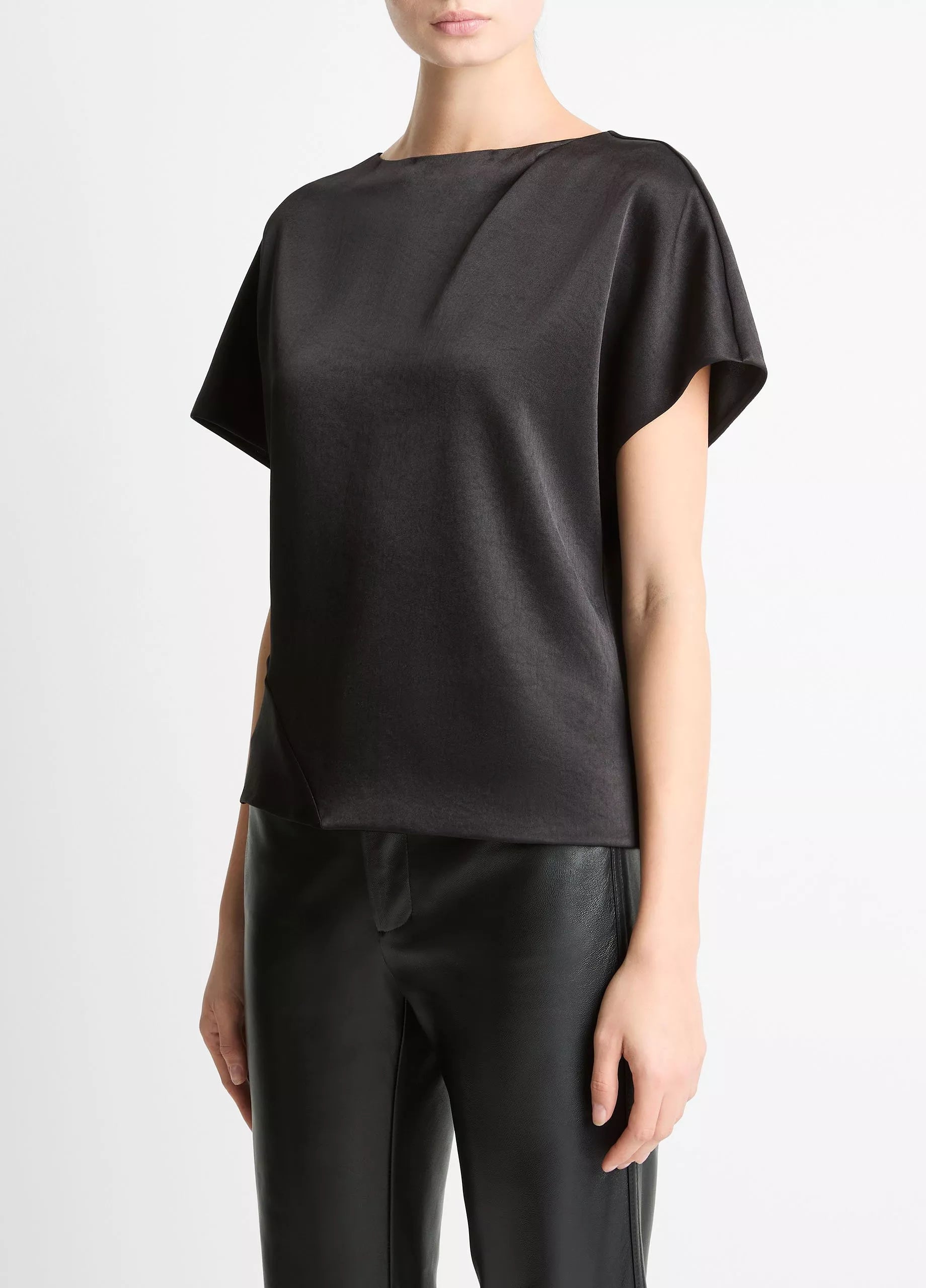 Vince Draped San Dolman-Sleeve Blouse - Black