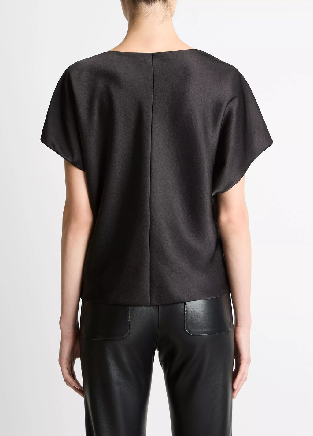 Vince Draped San Dolman-Sleeve Blouse - Black