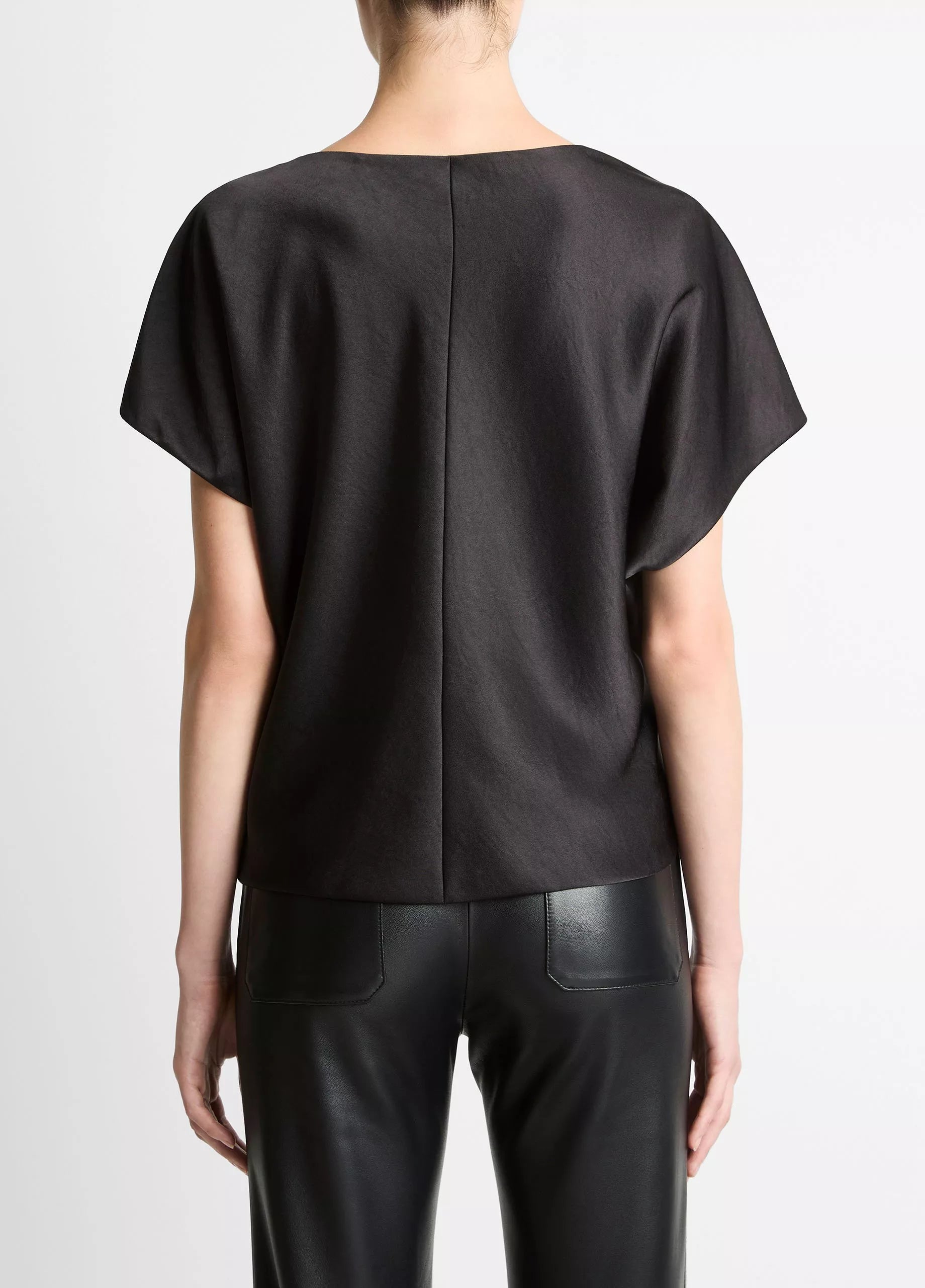 Vince Draped San Dolman-Sleeve Blouse - Black