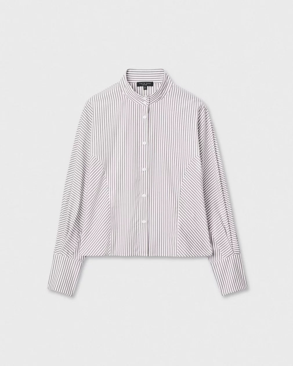 Rag and Bone Dustin Striped Poplin Shirt - Maroon Stripe