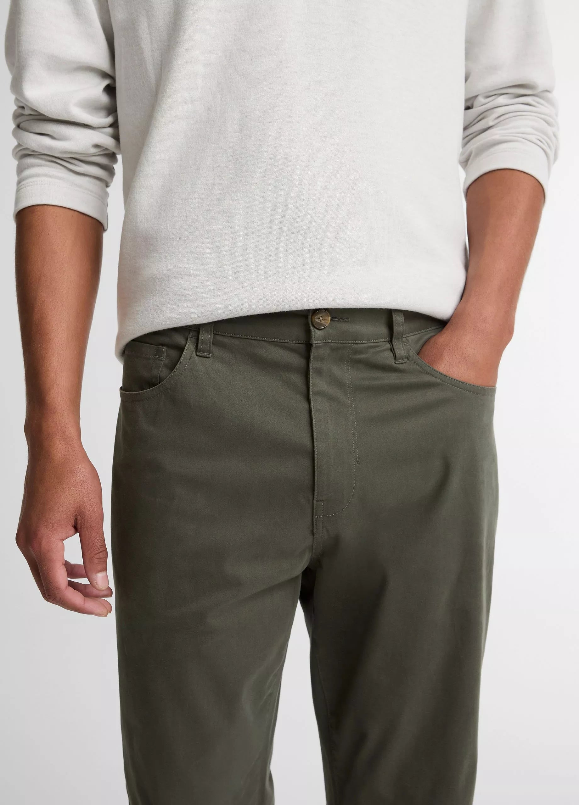 Vince Dylan Slim 5-Pocket Cotton Sateen Pant - Sycamore