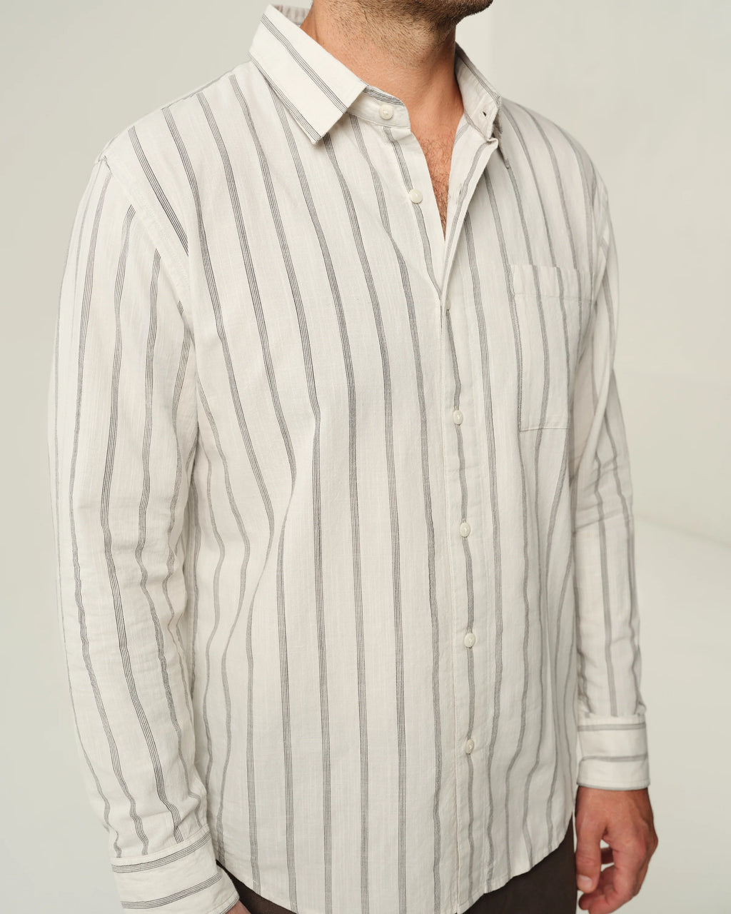 Alex Crane Air Cotton Button Up - Night Stripe
