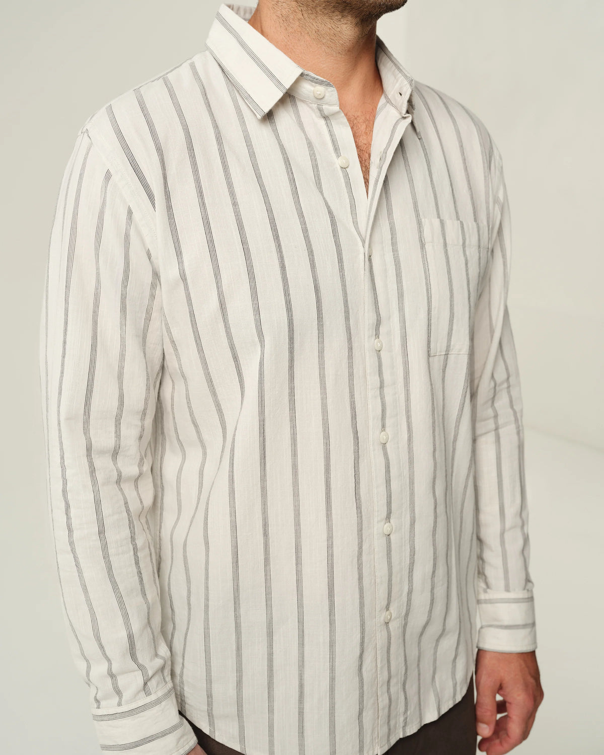 Alex Crane Air Cotton Button Up - Night Stripe