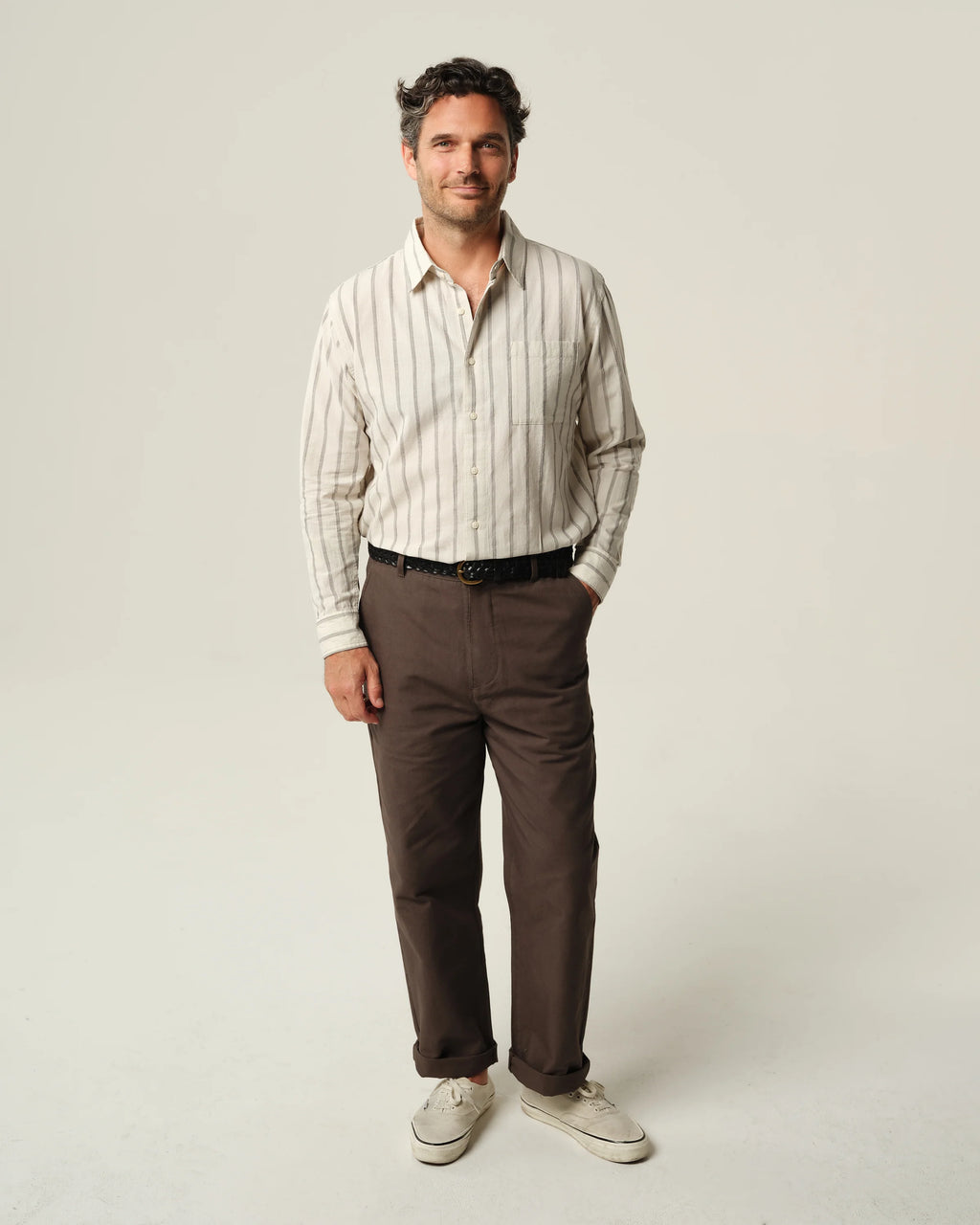 Alex Crane Air Cotton Button Up - Night Stripe