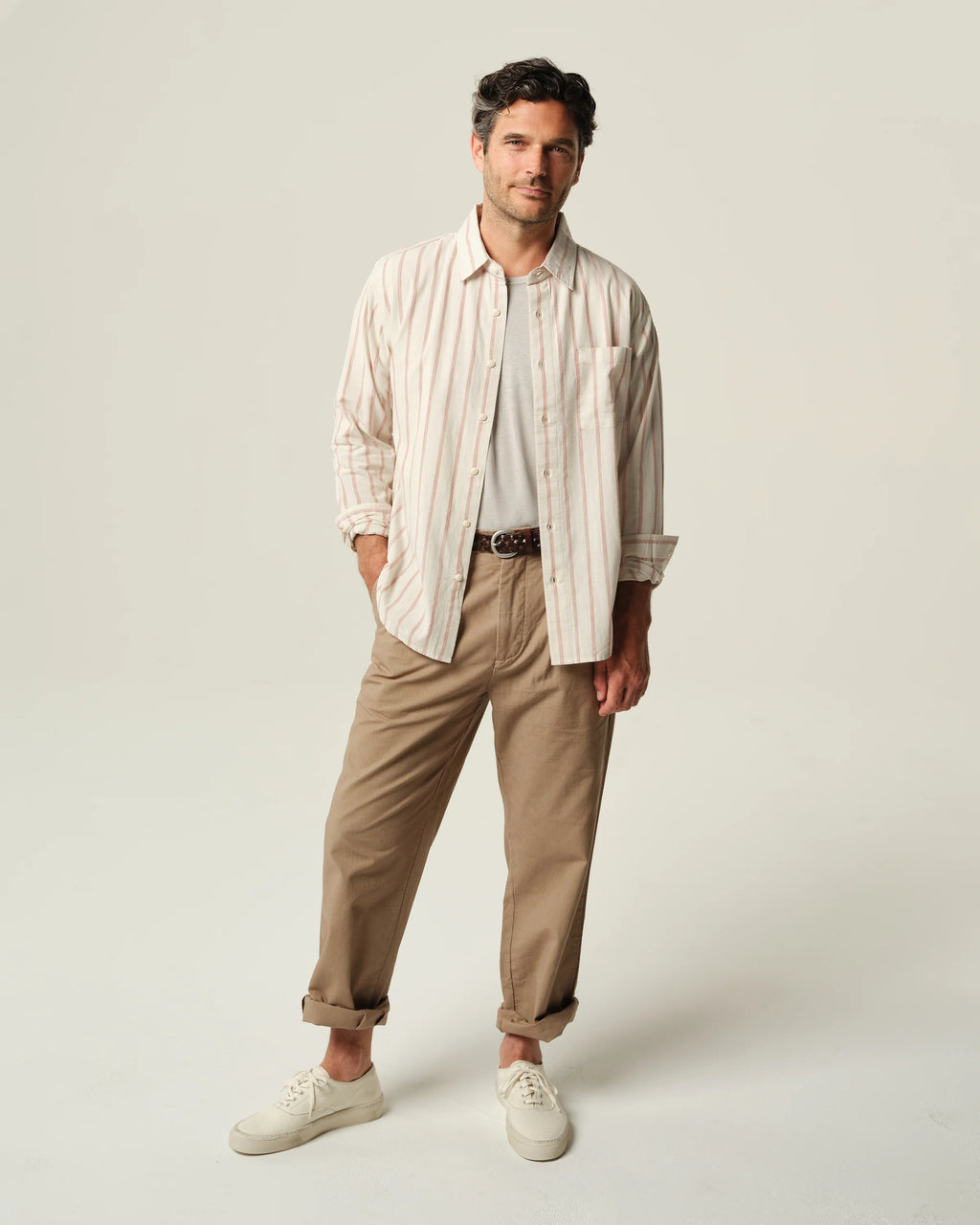 Alex Crane Air Cotton Button Up - Rust Stripe