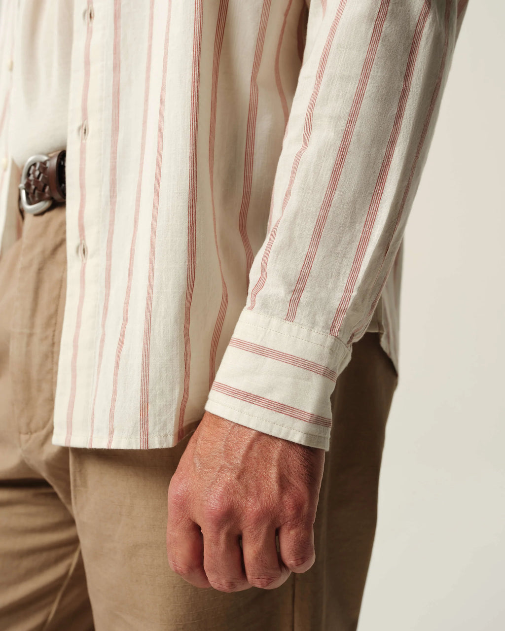 Alex Crane Air Cotton Button Up - Rust Stripe