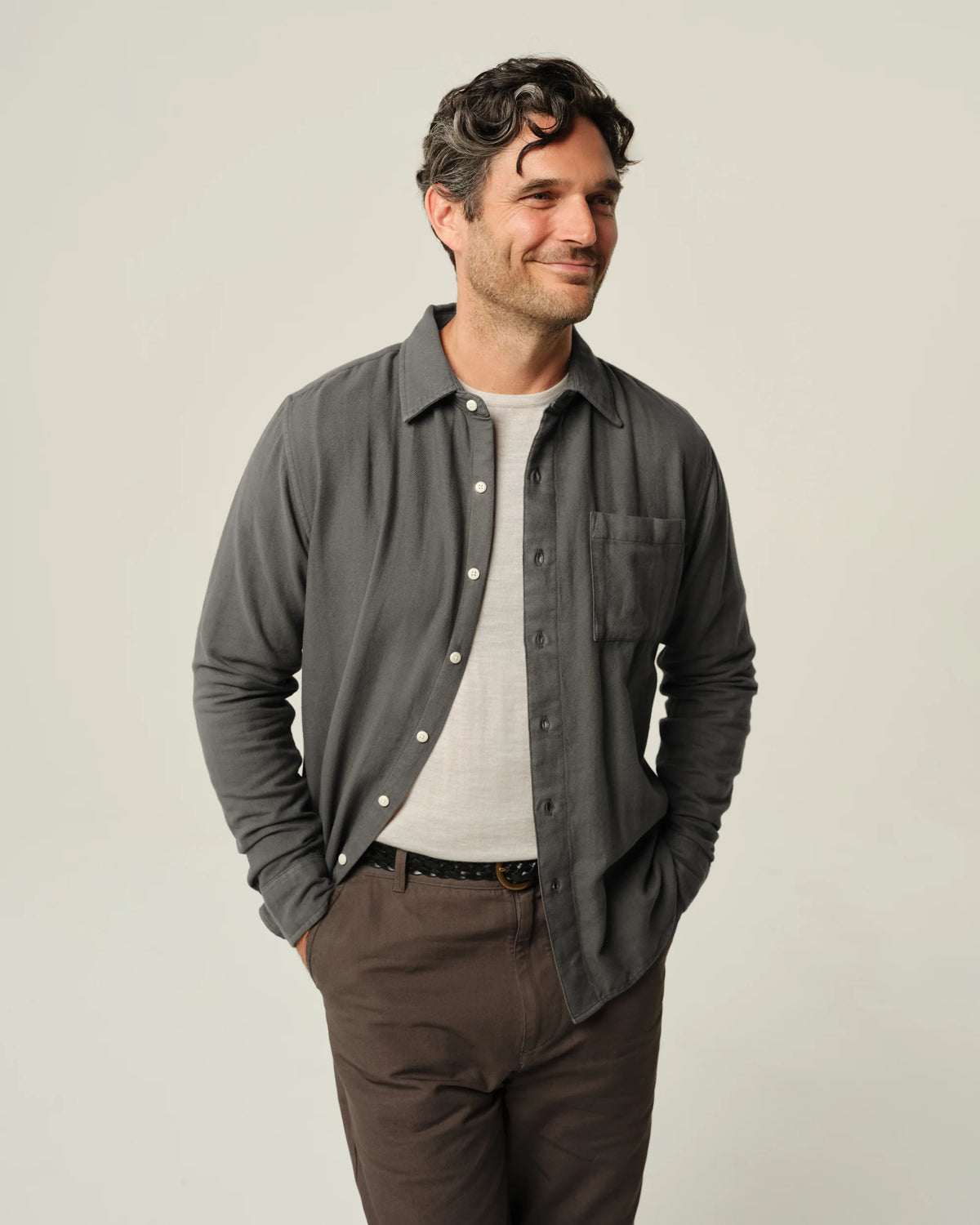 Alex Crane Herringbone Flannel - Slate