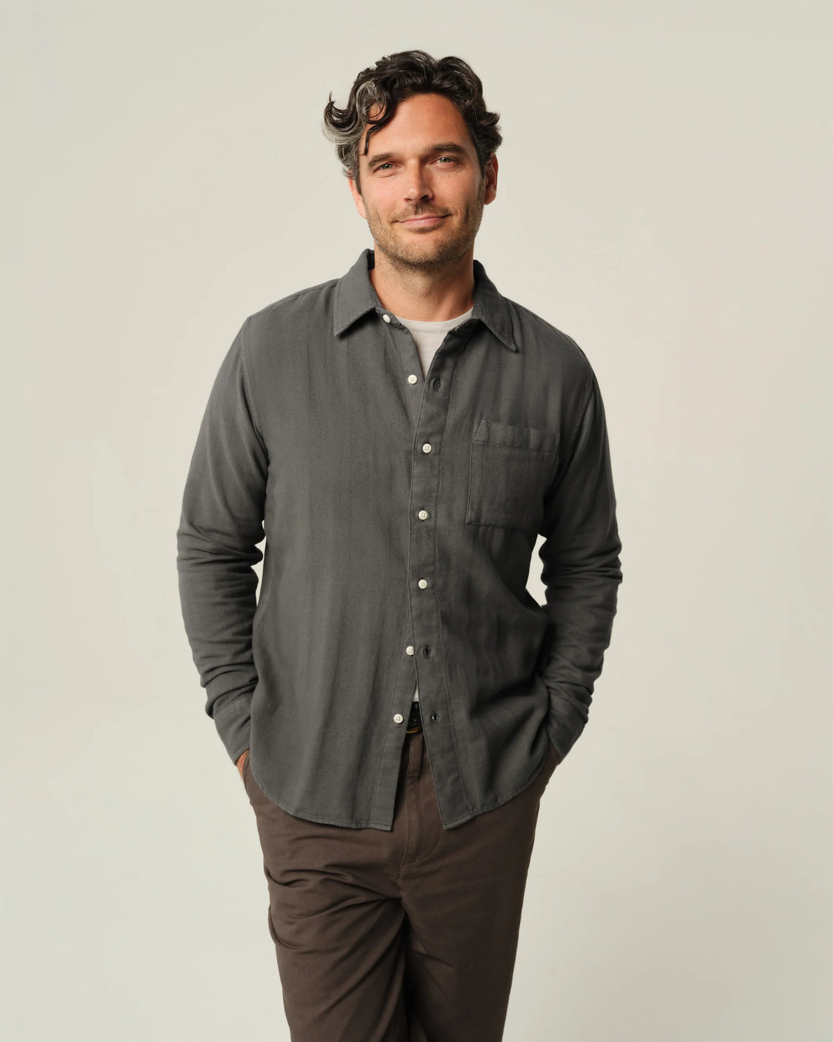 Alex Crane Herringbone Flannel - Slate