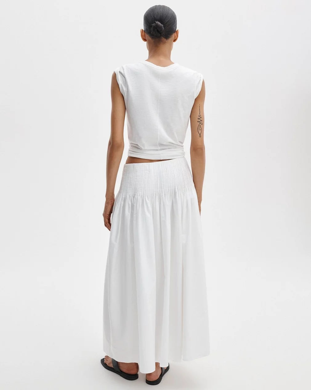 Rag & Bone Elena Pintucked Poplin Skirt - White