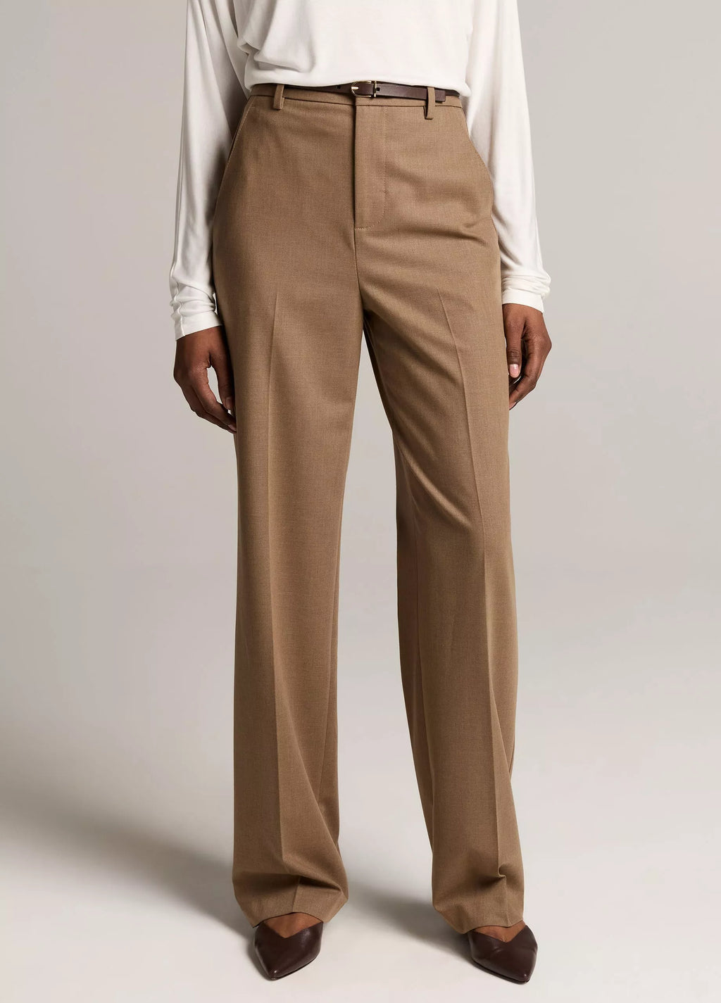 Vince Elsa Fine Suiting High-Rise Straight-Leg Trouser - Canyon