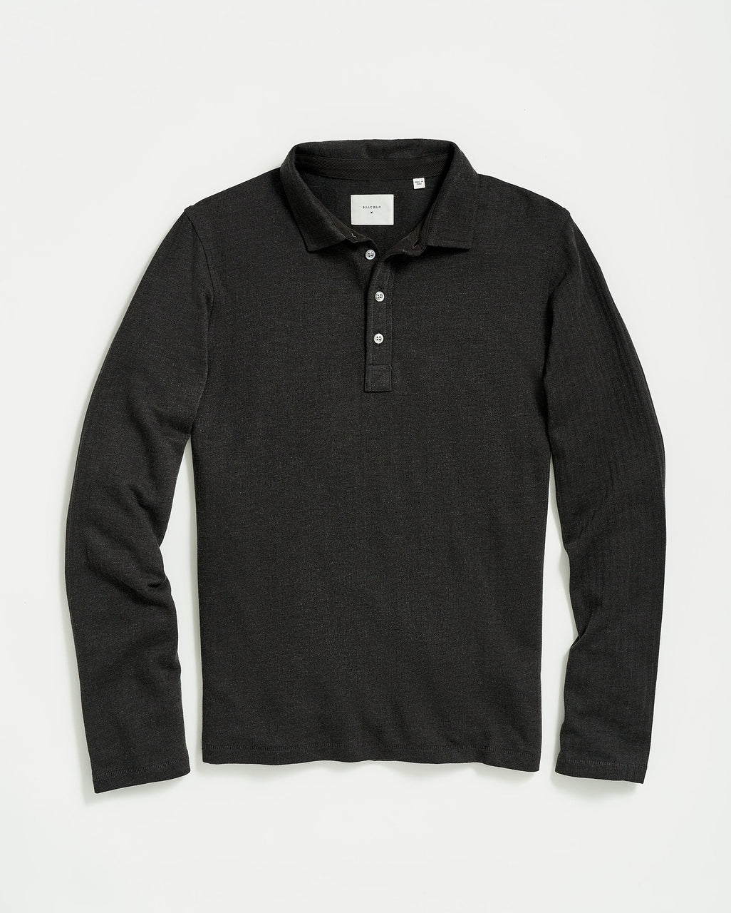 Billy Reid Long Sleeve Herringbone Polo - Black