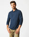 Billy Reid Long Sleeve Herringbone Polo - Carbon Blue