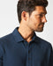 Billy Reid Long Sleeve Herringbone Polo - Carbon Blue