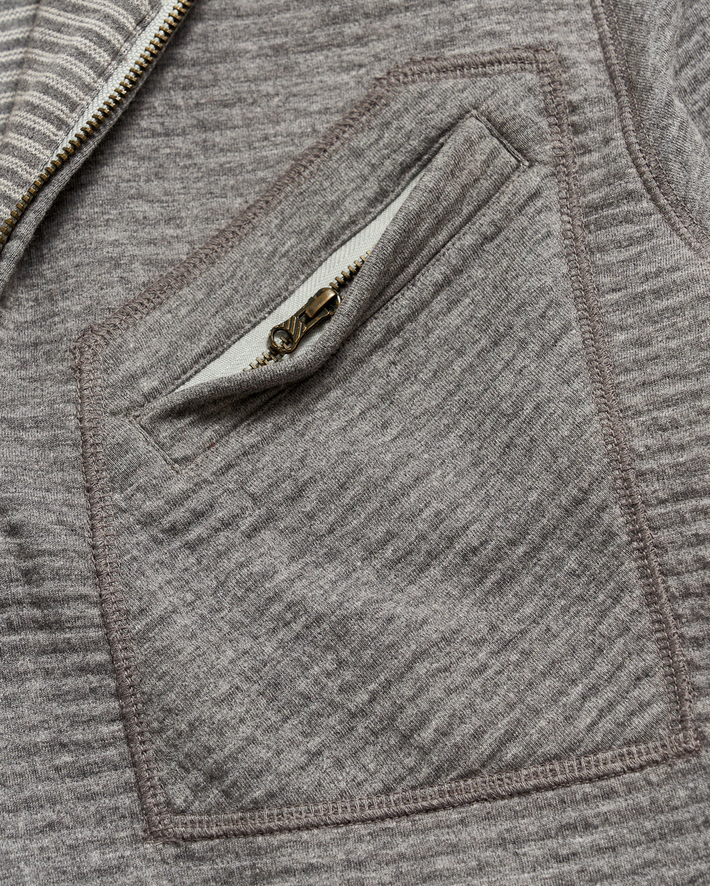 Billy Reid Quilted Half Zip in Medium Grey