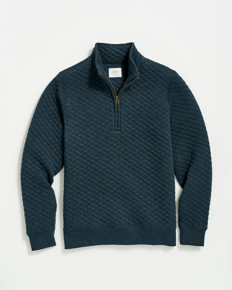 Billy Reid Diamond Quilt Half Zip - Carbon Blue