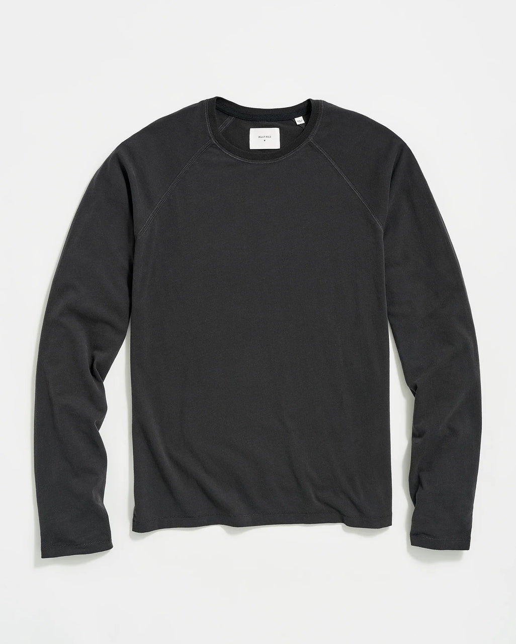 Billy Reid Long Sleeve Sueded Crew in Black