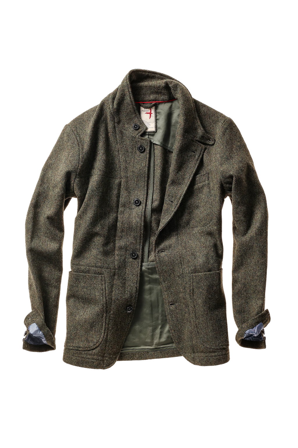 Relwen Heritage Trap Blazer - Olive/Black Herringbone
