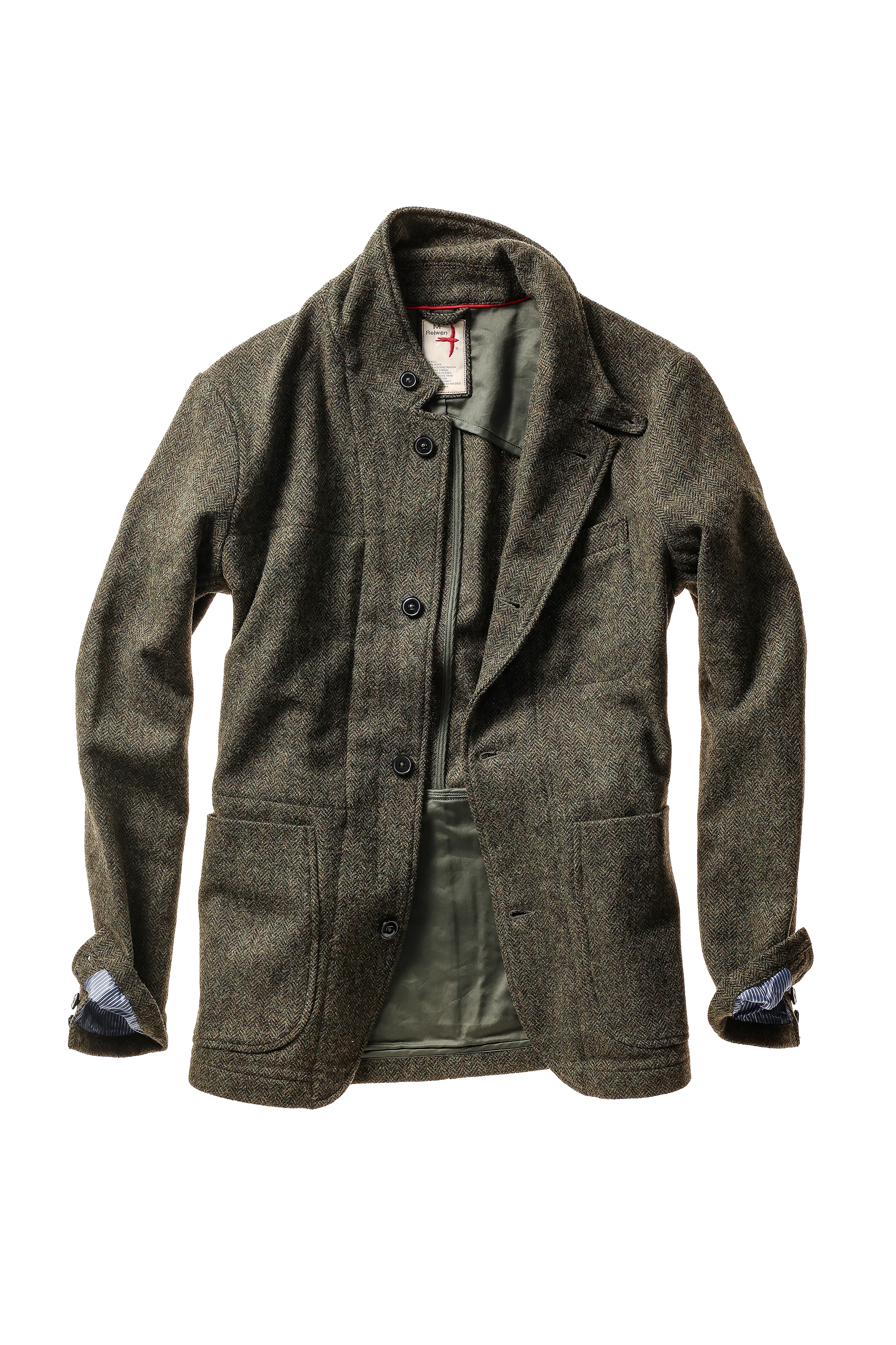 Relwen Heritage Trap Blazer - Olive/Black Herringbone