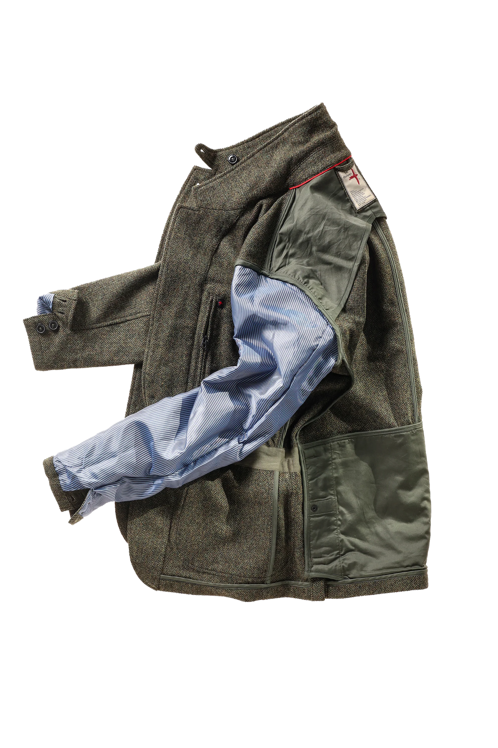 Relwen Heritage Trap Blazer - Olive/Black Herringbone