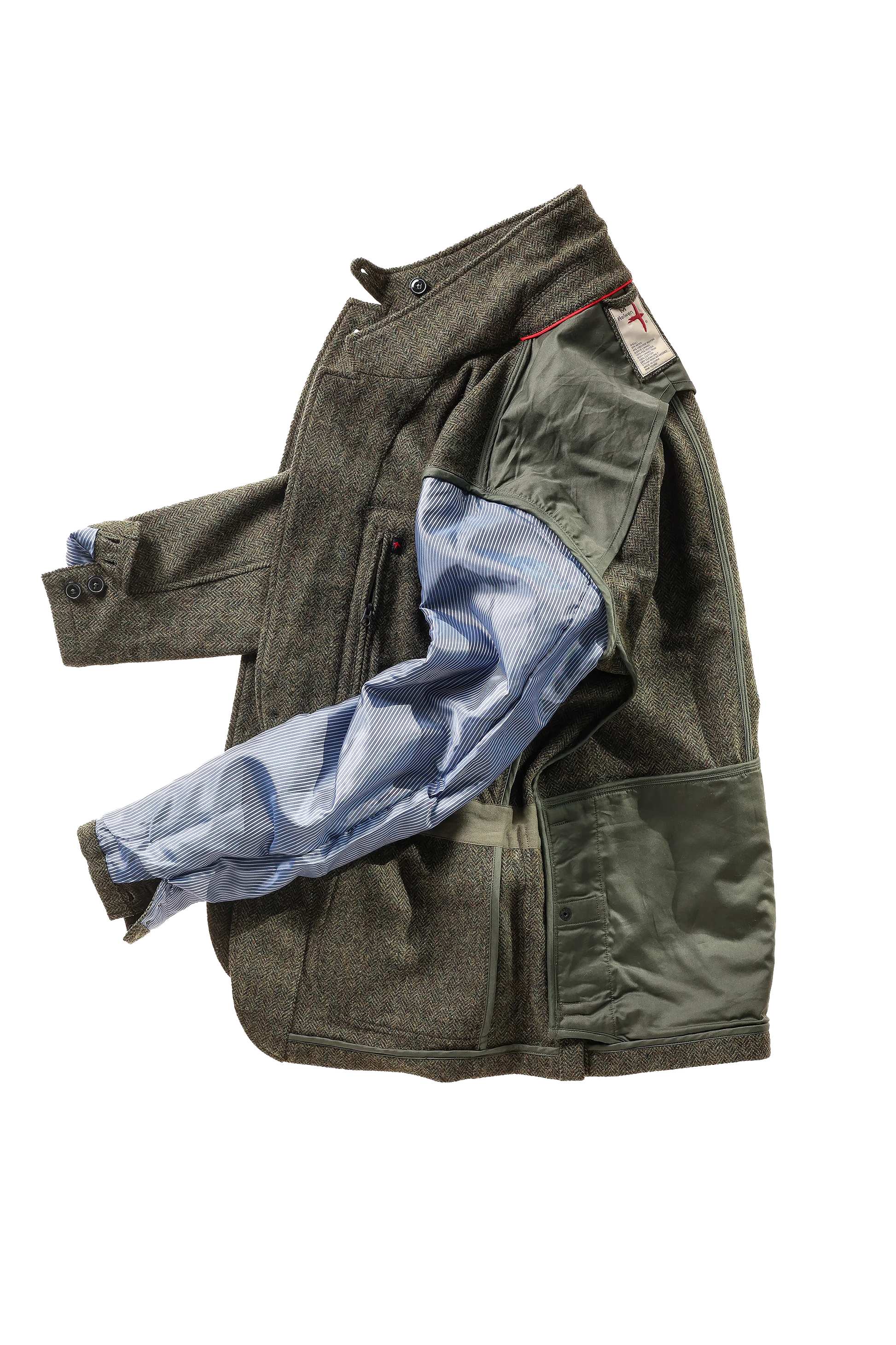 Relwen Heritage Trap Blazer - Olive/Black Herringbone