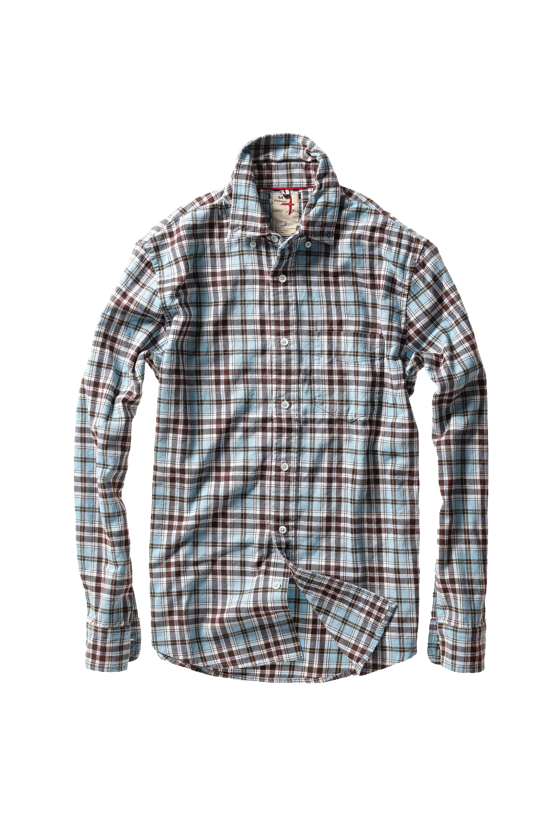 Relwen Flyweight Flannel - Light blue/brown plaid