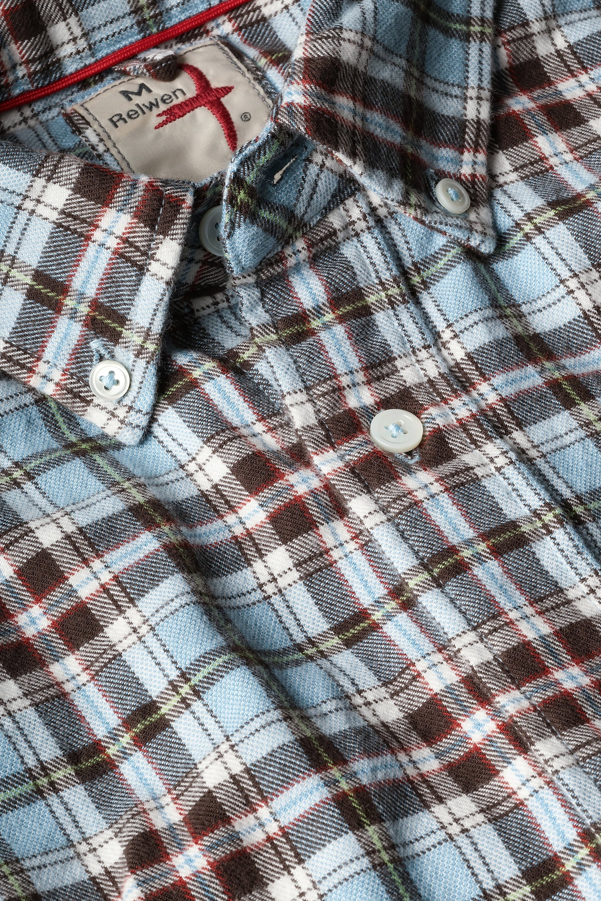 Relwen Flyweight Flannel - Light blue/brown plaid