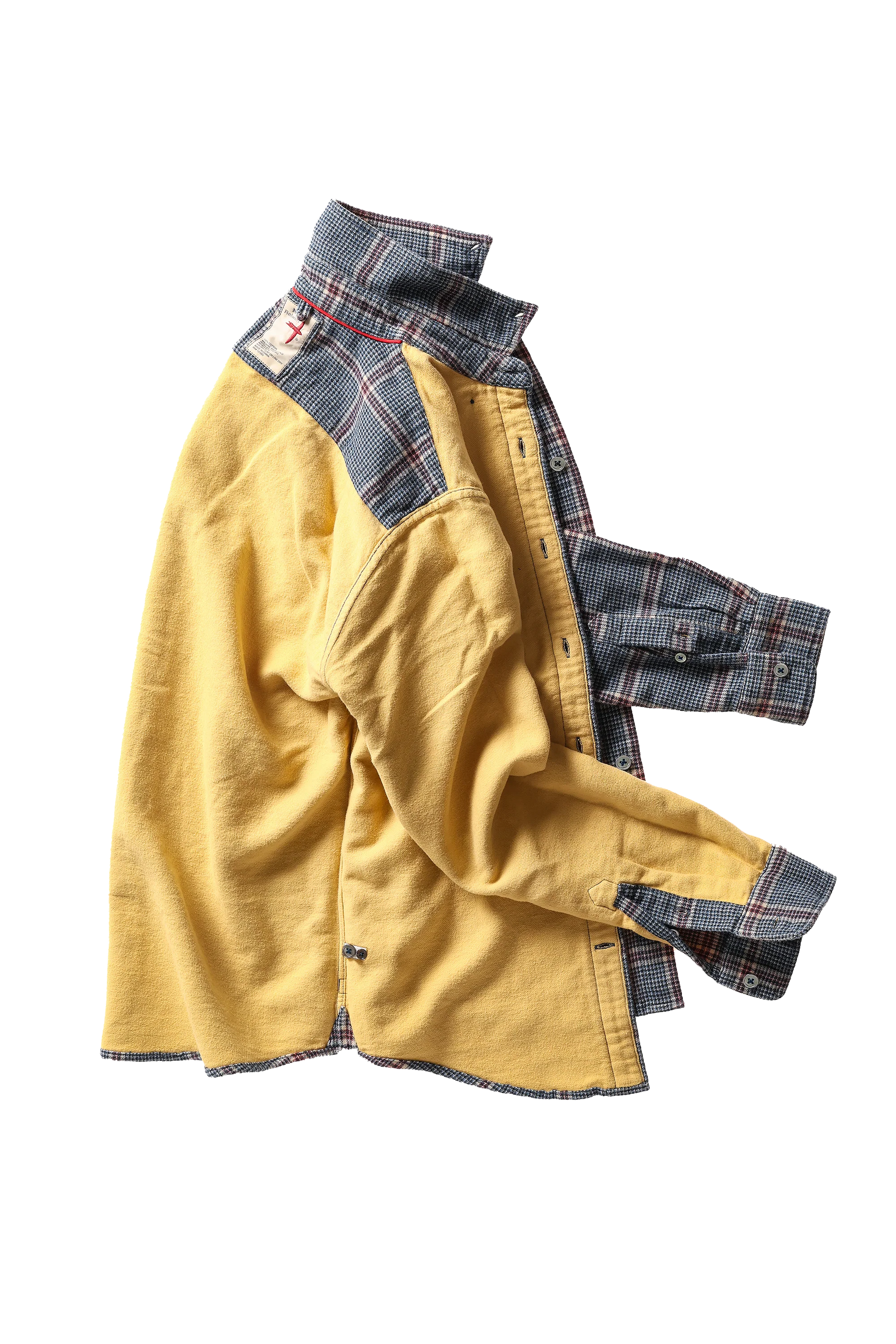 Relwen Plaid Chamois-Lined Flannel - Blue/Khaki/Red Exploded Houndstooth