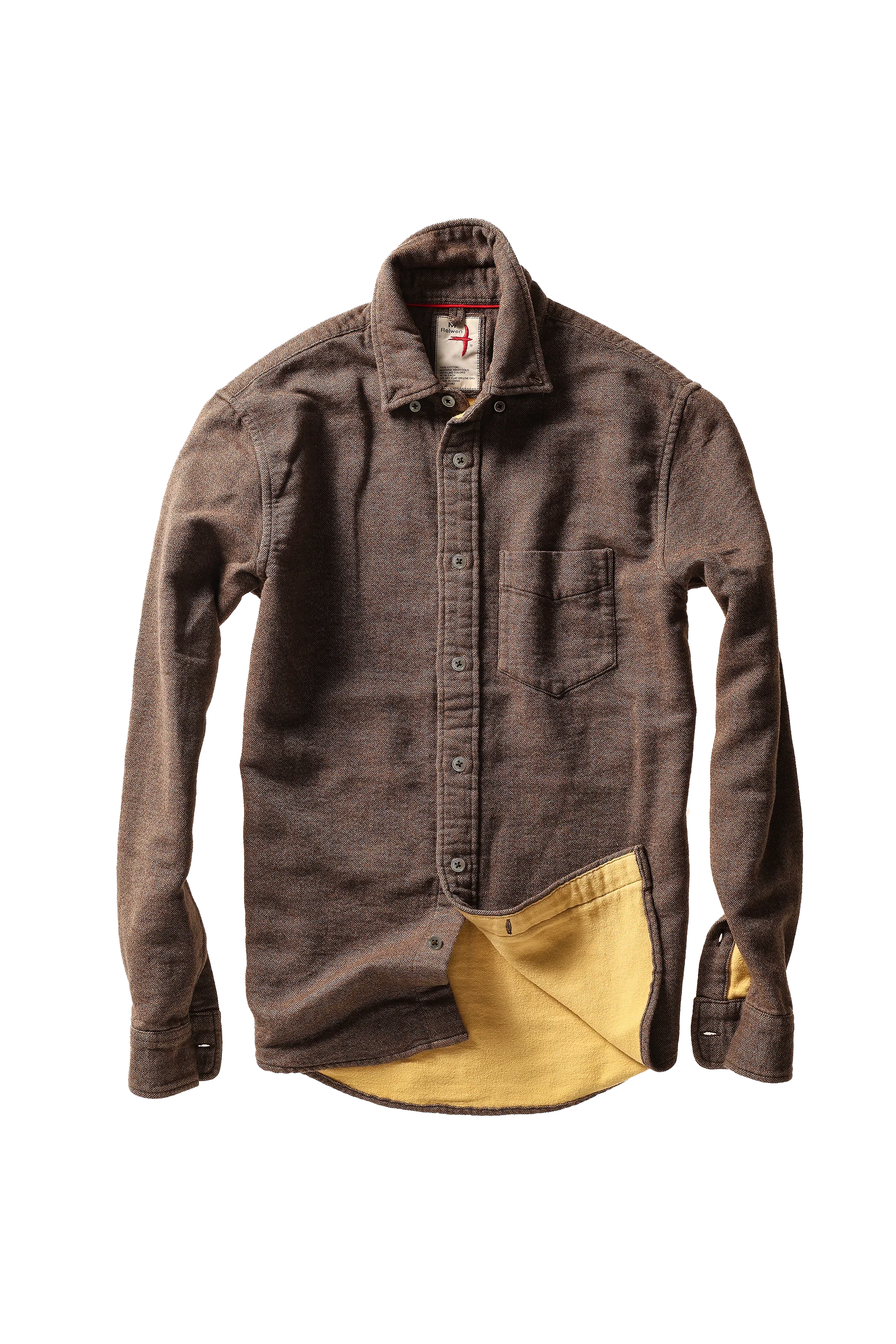 Relwen Herringbone Chamois-Lined Flannel - Rustic Brown Herringbone