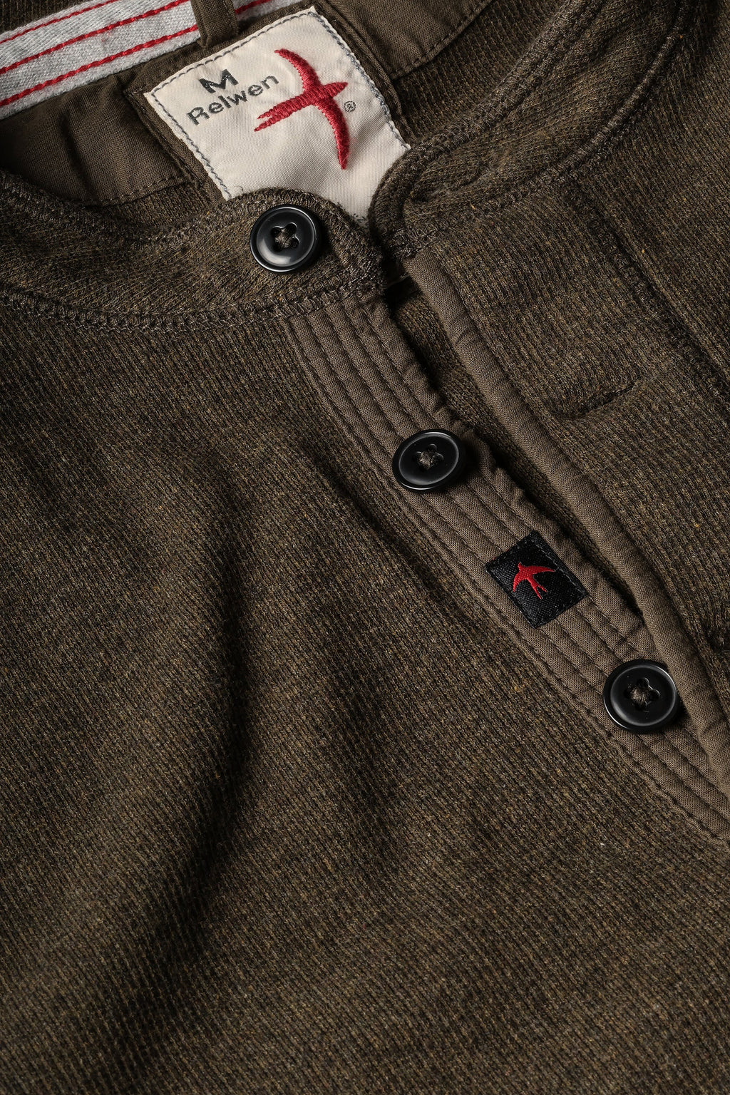Relwen French Rib Henley - Loden Heather