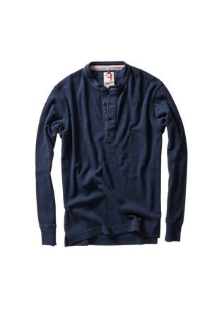 Relwen French Rib Henley - Navy Heather