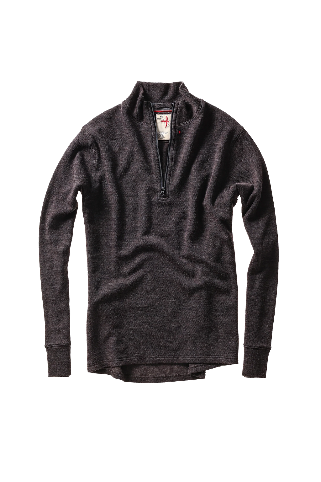 Relwen Wool/Cotton Qtr-Zip - Charcoal/Brown Heather