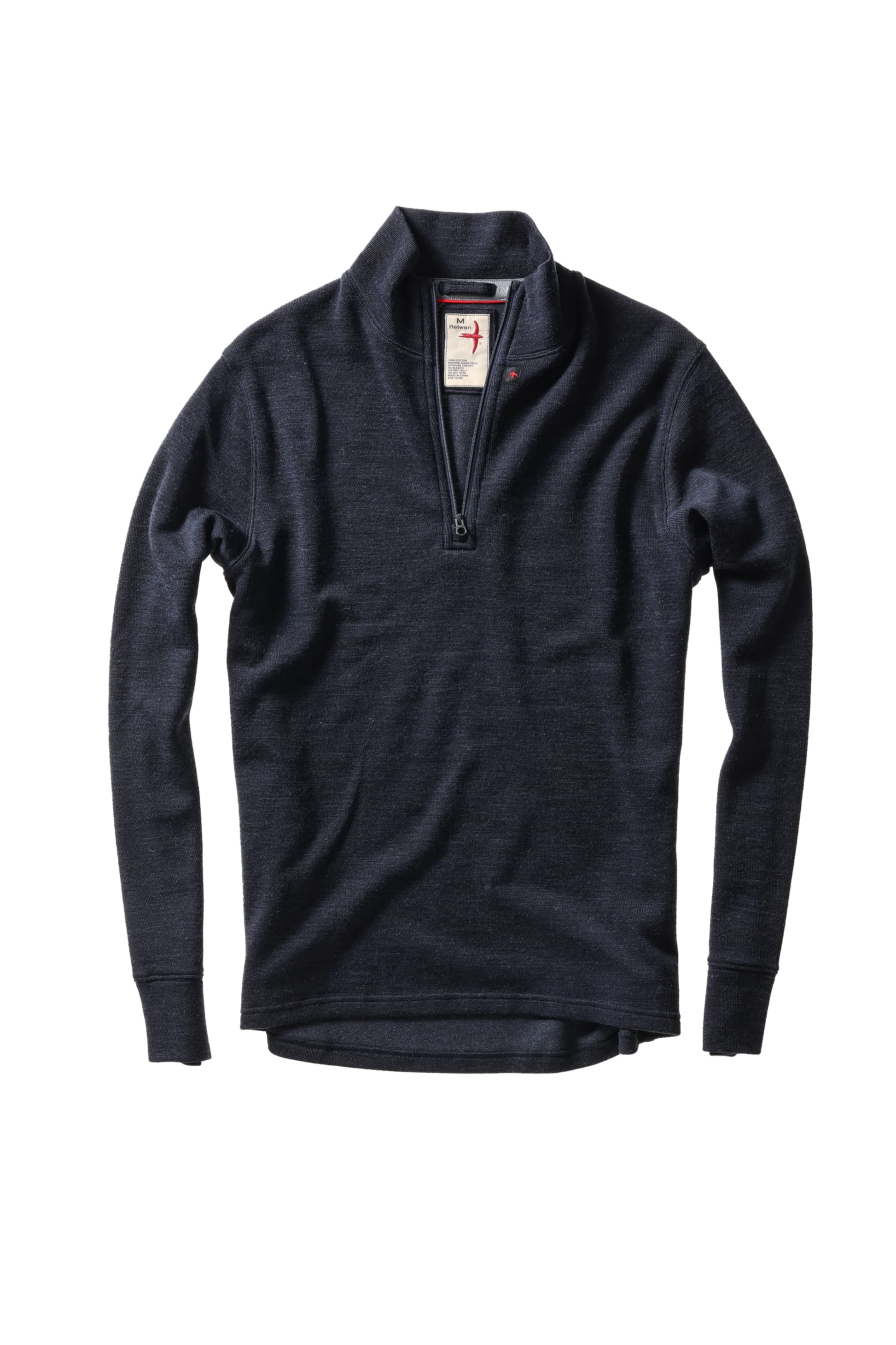 Relwen Wool/Cotton Qtr-Zip - Dark Navy Heather