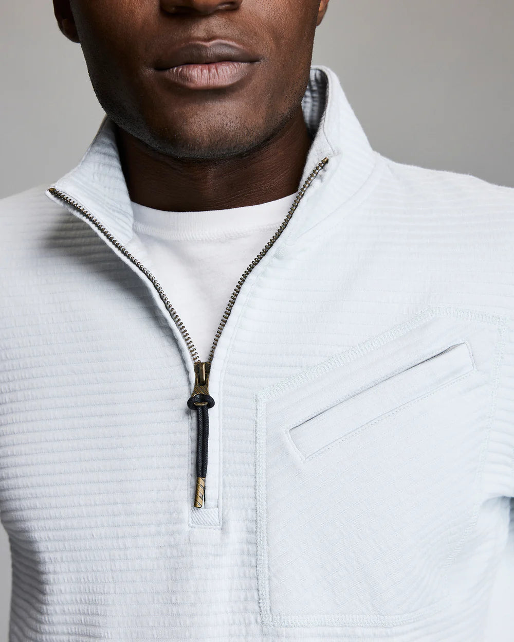 Billy Reid Quilted Half Zip - Beach Blue