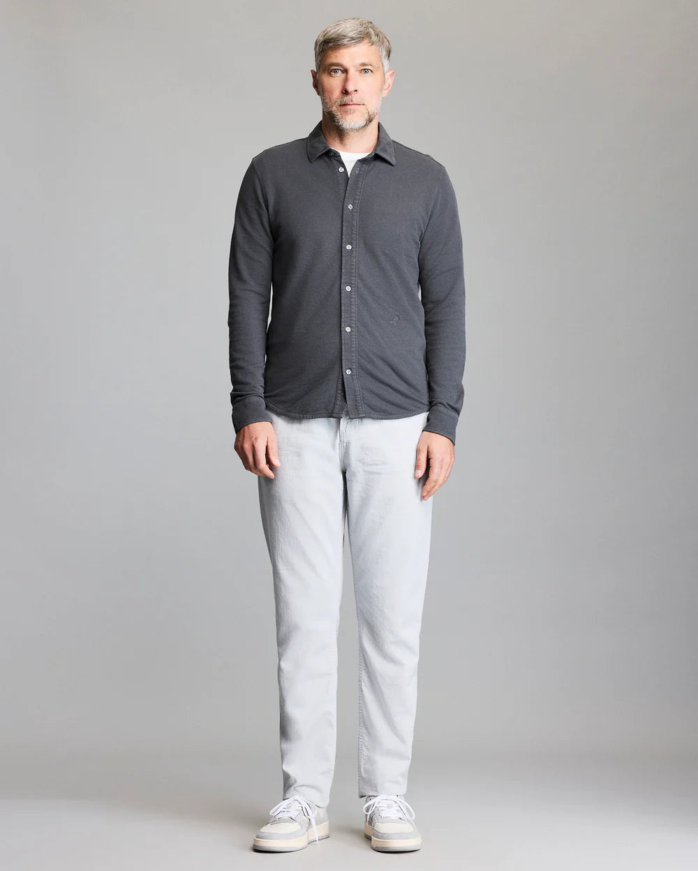 Billy Reid Long Sleeve Knit Yellowhammer Shirt - Asphalt