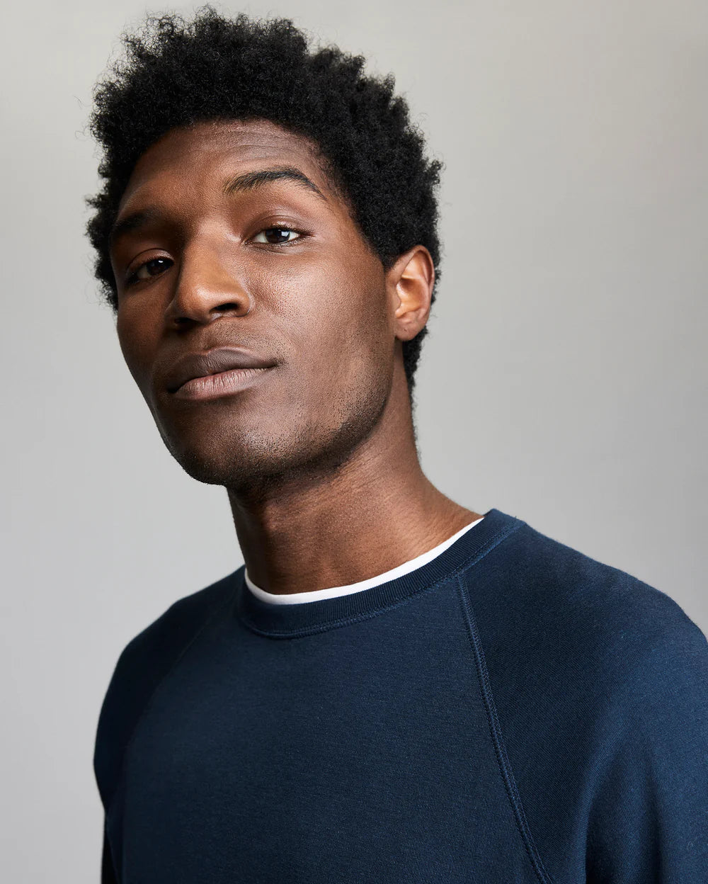Billy Reid Raglan Crew- Carbon Blue