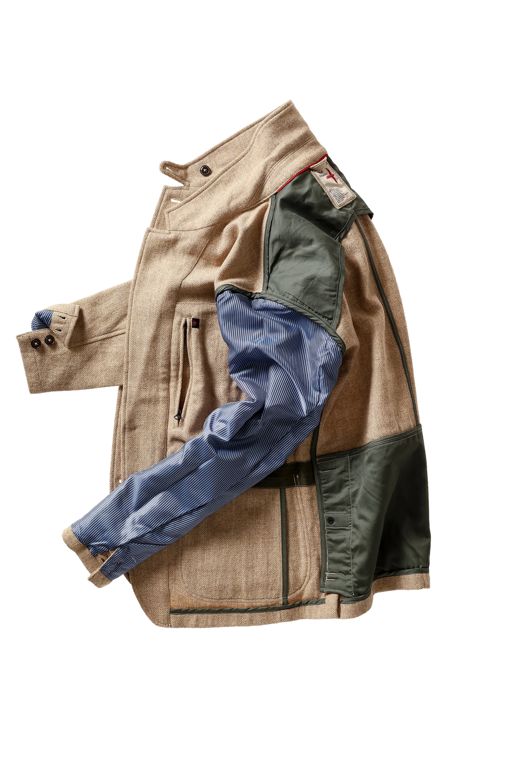 Relwen Heritage Trap Blazer - Light Camel Herringbone