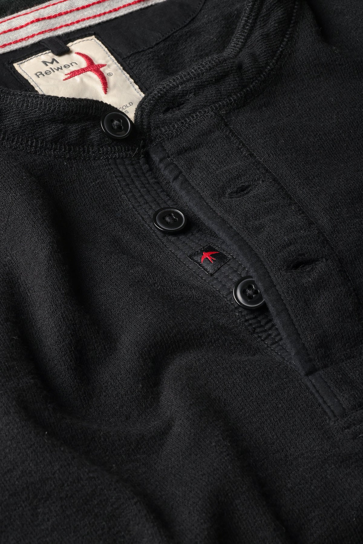 Relwen Slub Jersey Henley - Black