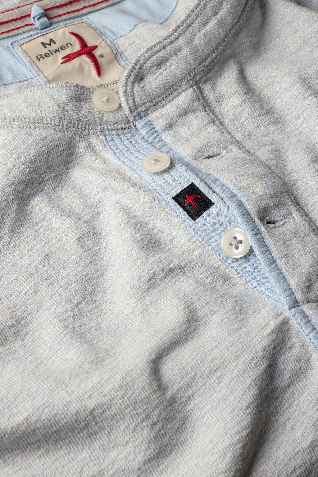 Relwen Slub Jersey Henley - Ice Blue Heather