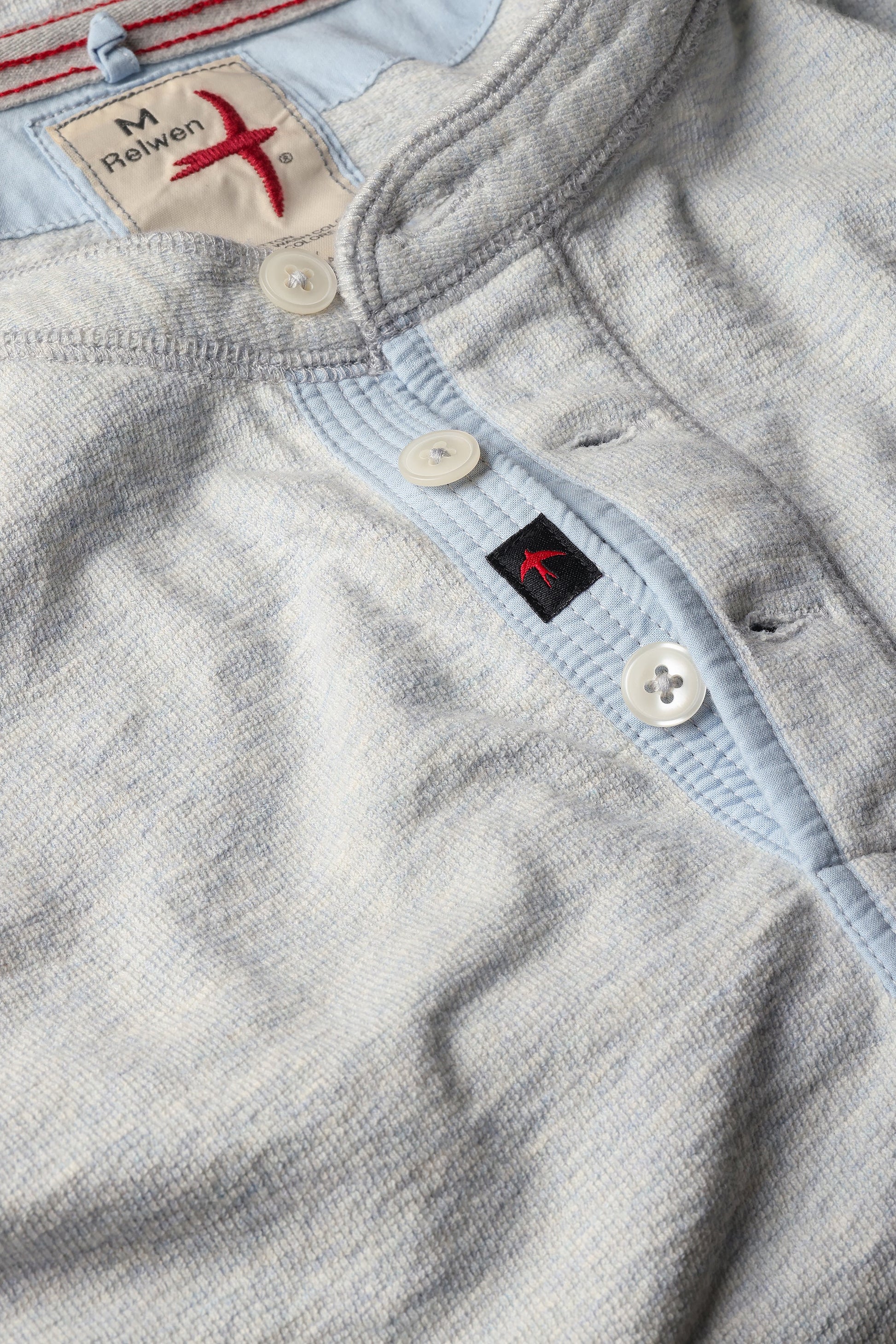 Relwen Slub Jersey Henley - Ice Blue Heather