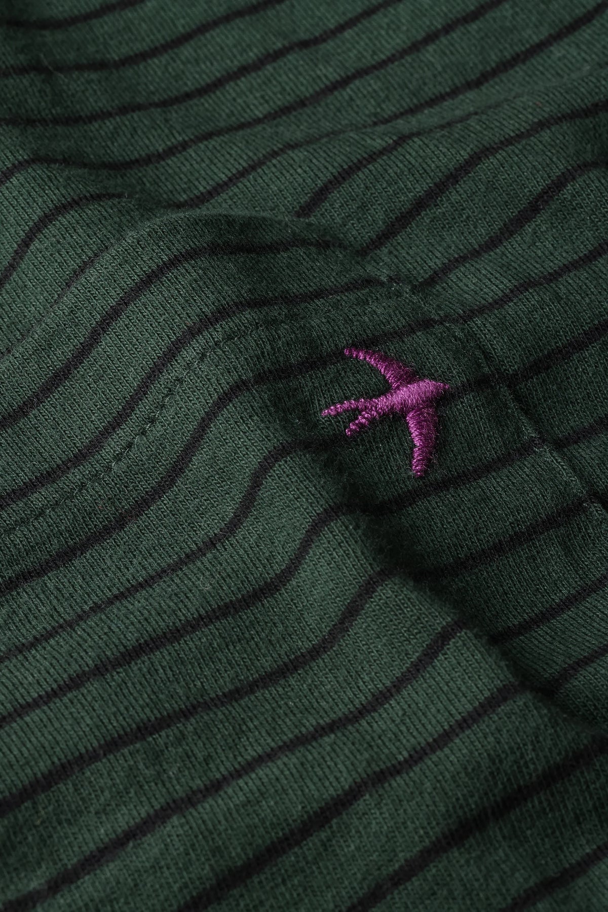 Relwen Ringspun L/S Pocket Tee - Forest/Navy Stripe
