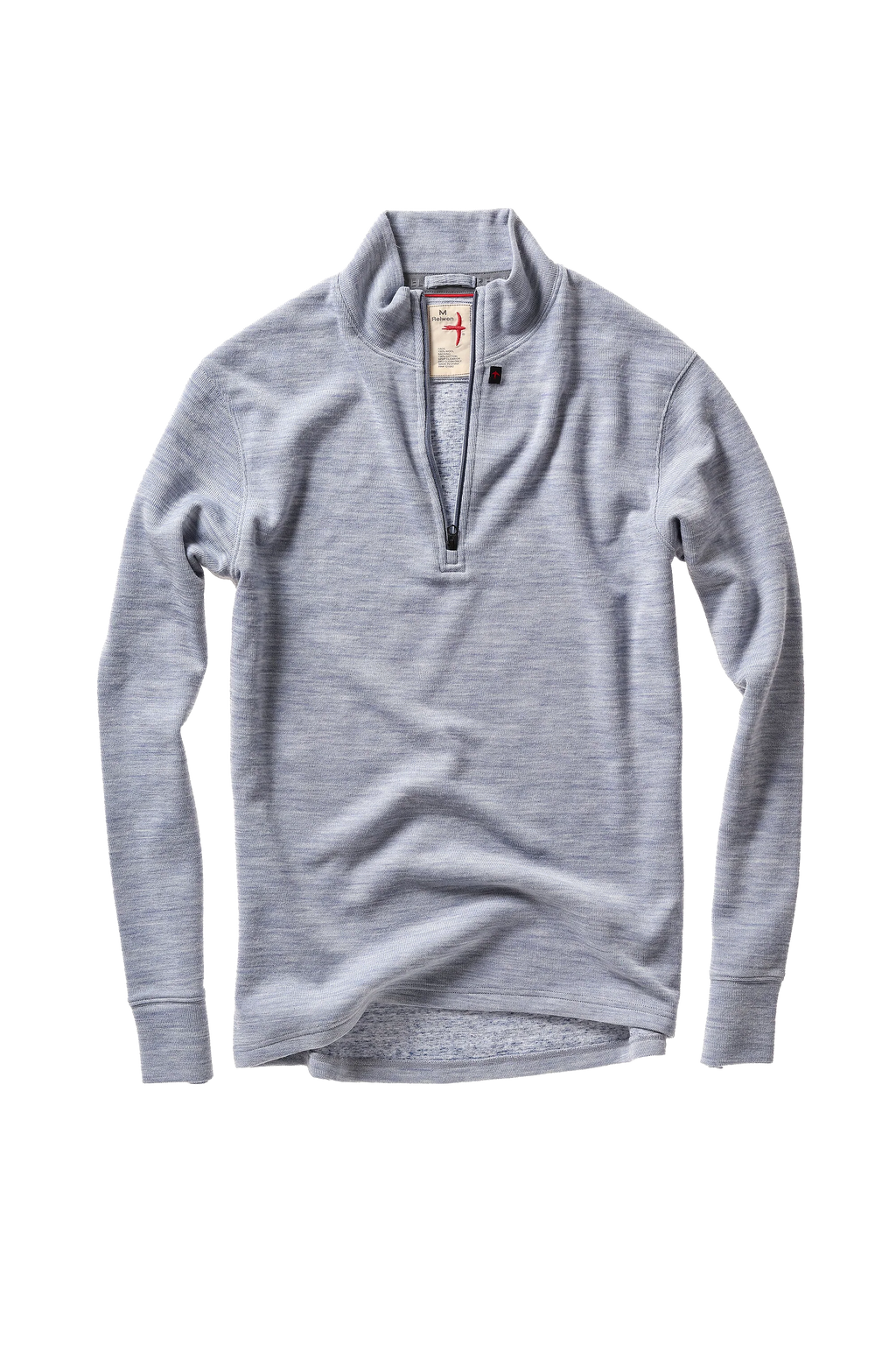 Relwen Wool/Cttn Quarter-Zip - Light Blue Heather