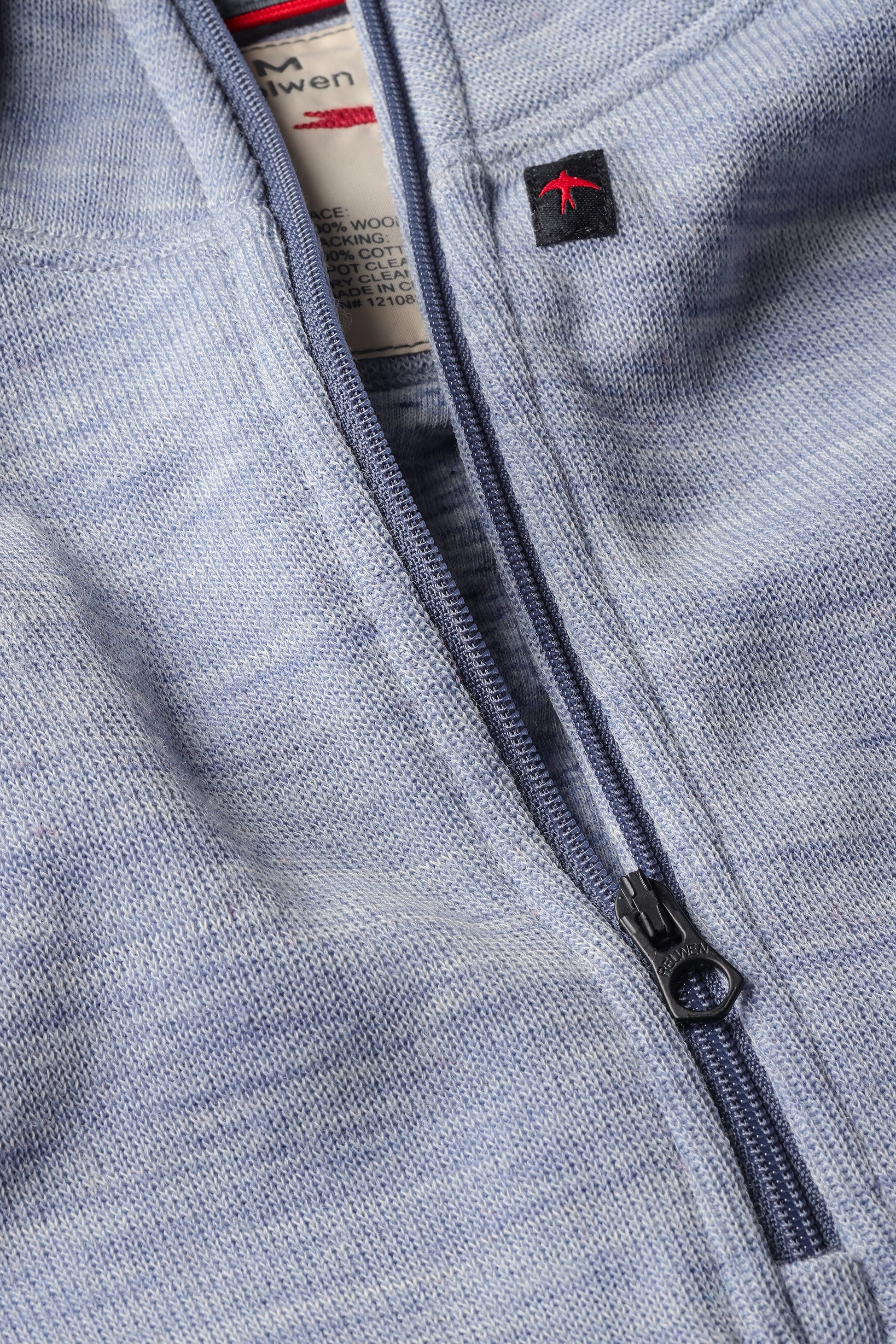 Relwen Wool/Cttn Quarter-Zip - Light Blue Heather