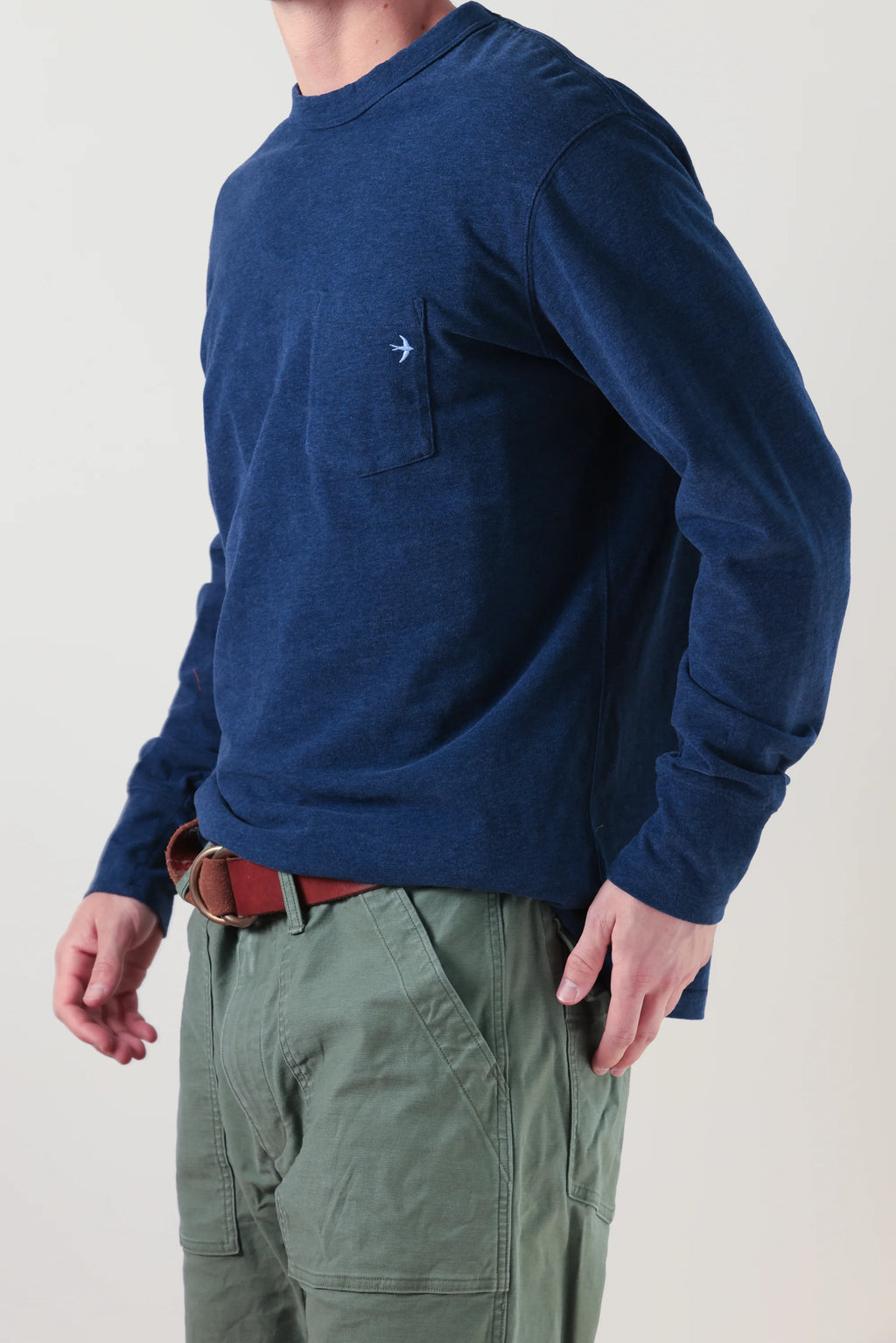 Relwen Ringspun L/S Pocket Tee - Navy Heather