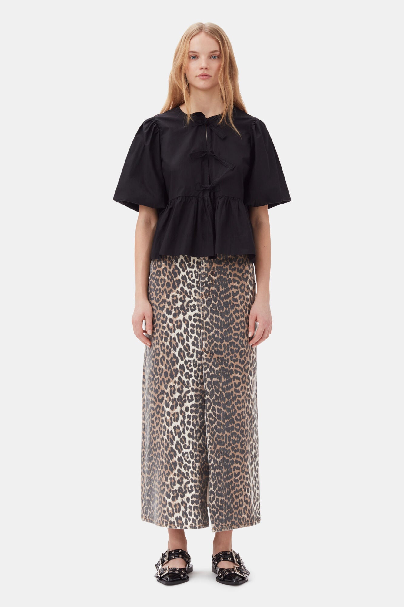 Ganni Cotton Poplin Peplum Blouse - Black