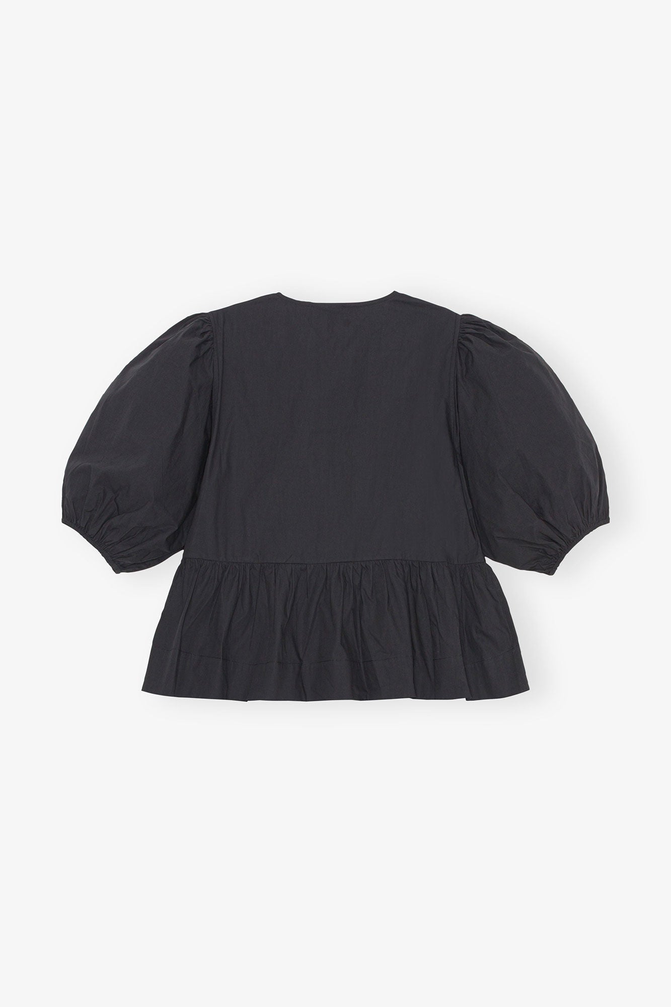 Ganni Cotton Poplin Peplum Blouse - Black