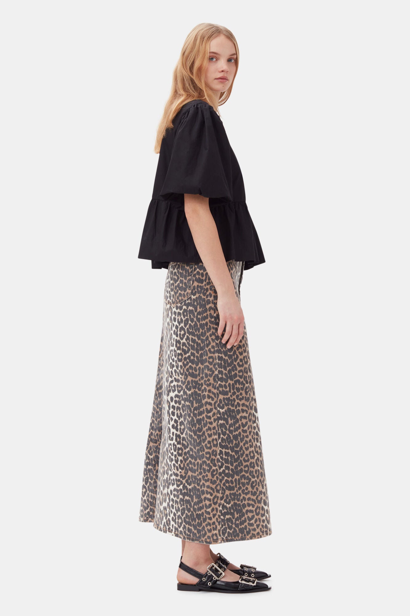 Ganni Cotton Poplin Peplum Blouse - Black