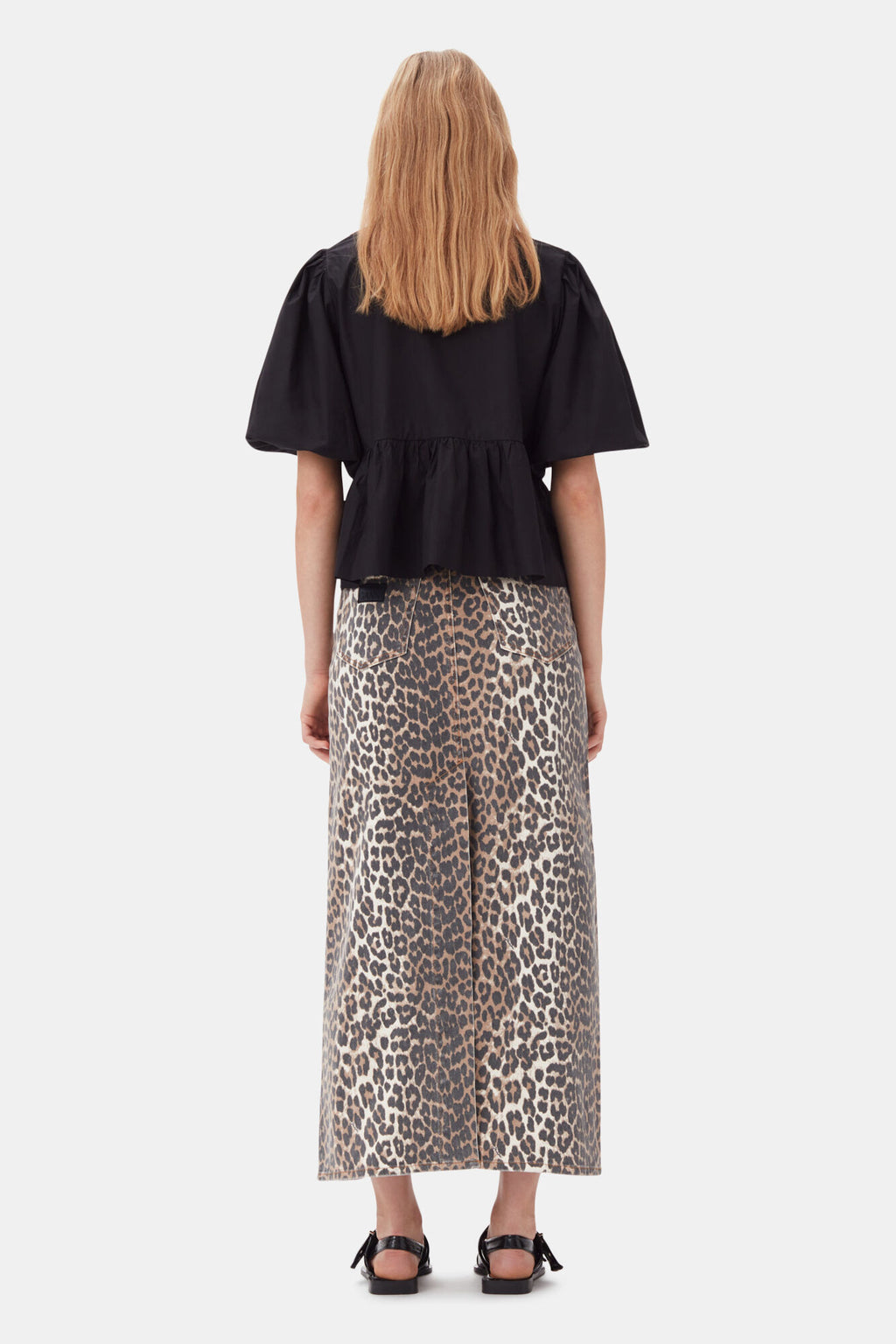 Ganni Cotton Poplin Peplum Blouse - Black