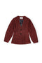 Ganni Herringbone Wool Curve Sleeve Blazer  - Winery