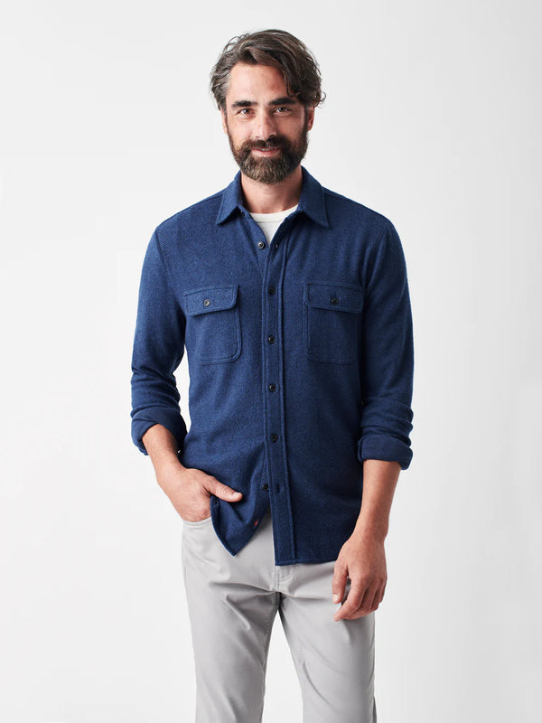 Faherty Legend Sweater Shirt in Navy Twill