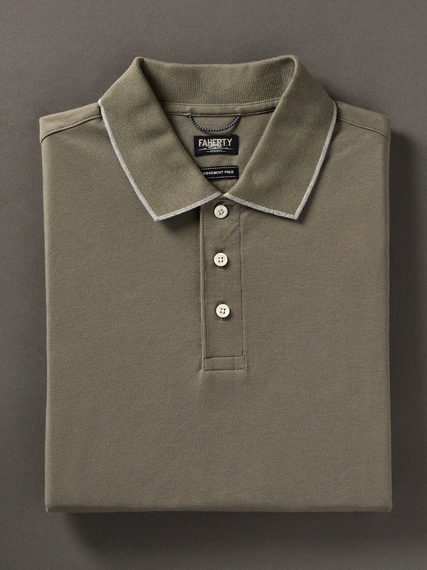 Faherty Movement™ Short-Sleeve Pique Polo Shirt - Olive Odyssey